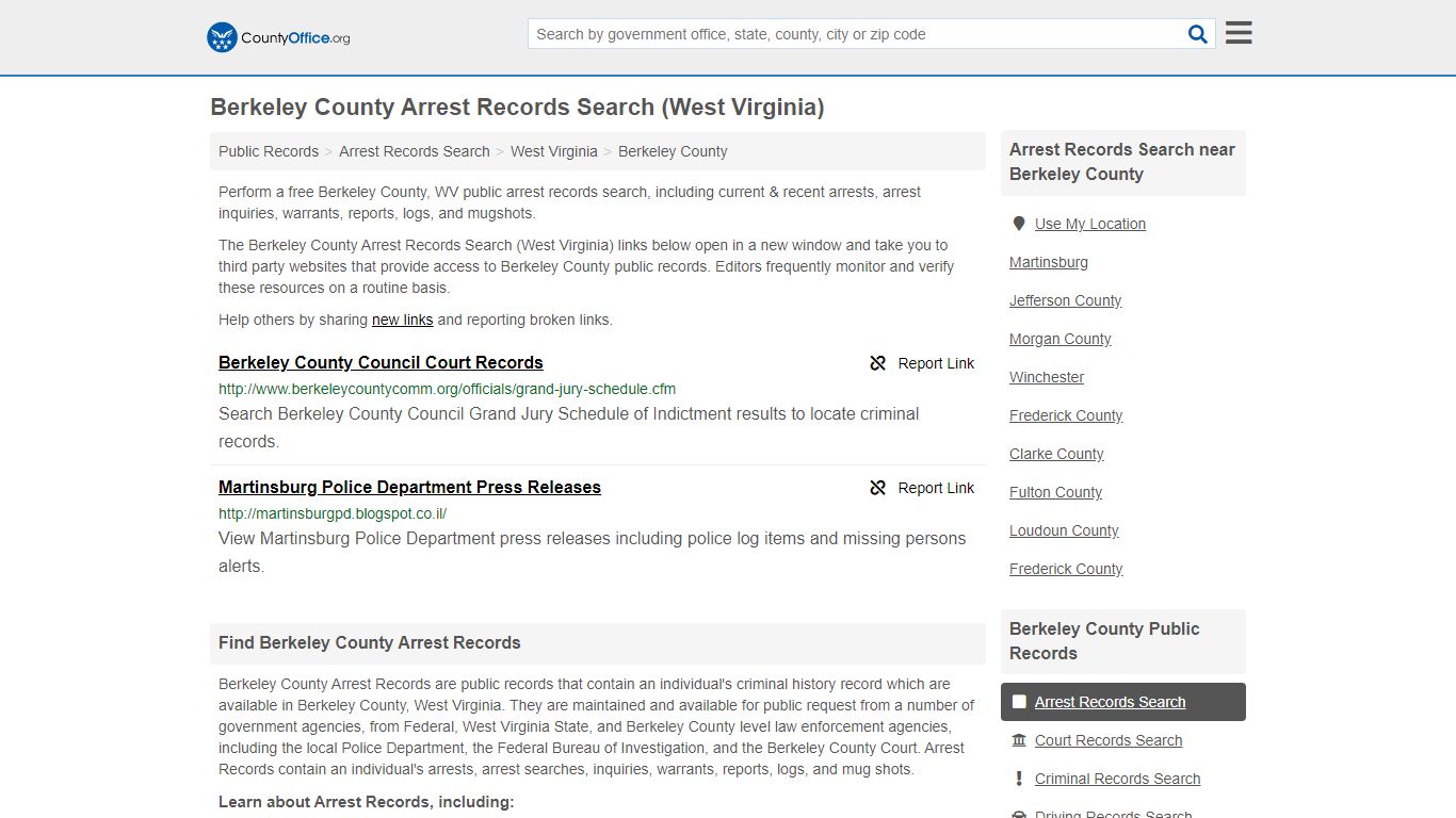 Arrest Records Search - Berkeley County, WV (Arrests ...